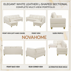 NOVAHOME 3-Piece Faux Leather Sectional Sofa Set with Storage Ottoman - product view 06
