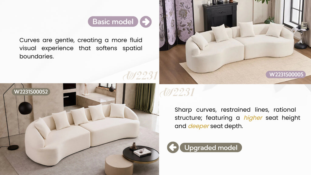 LY-025 curved chenille modular sofa product detail 1