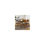 Brown and gray farmhouse dining set with rectangular table and four upholstered chairs - N752S011016D