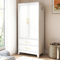 White 71-inch metal wardrobe with two doors and two drawers - T2398P480393