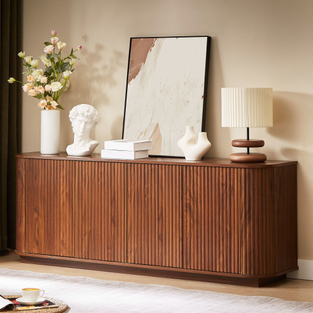 Walnut NOVAHOME 64-inch wave-pattern sideboard and TV stand - W1162P410391