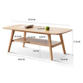 Natural Oak 47.25 in. NOVAHOME solid oak coffee table with storage shelf - W128362454