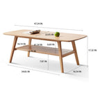 Natural Oak 47.25 in. NOVAHOME solid oak coffee table with storage shelf - W128362454