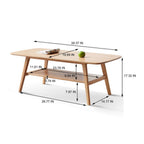 Natural Oak 39.37 in. NOVAHOME solid oak coffee table with storage shelf - W128362455