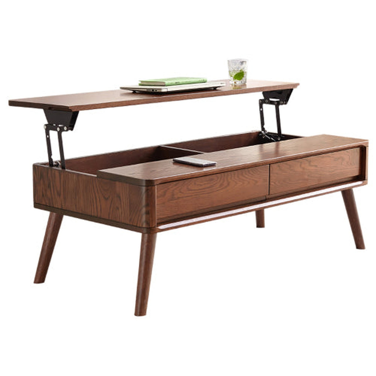 Walnut 39.4 × 23.6 in. NOVAHOME solid oak lift-top coffee table with storage - W1283P251641