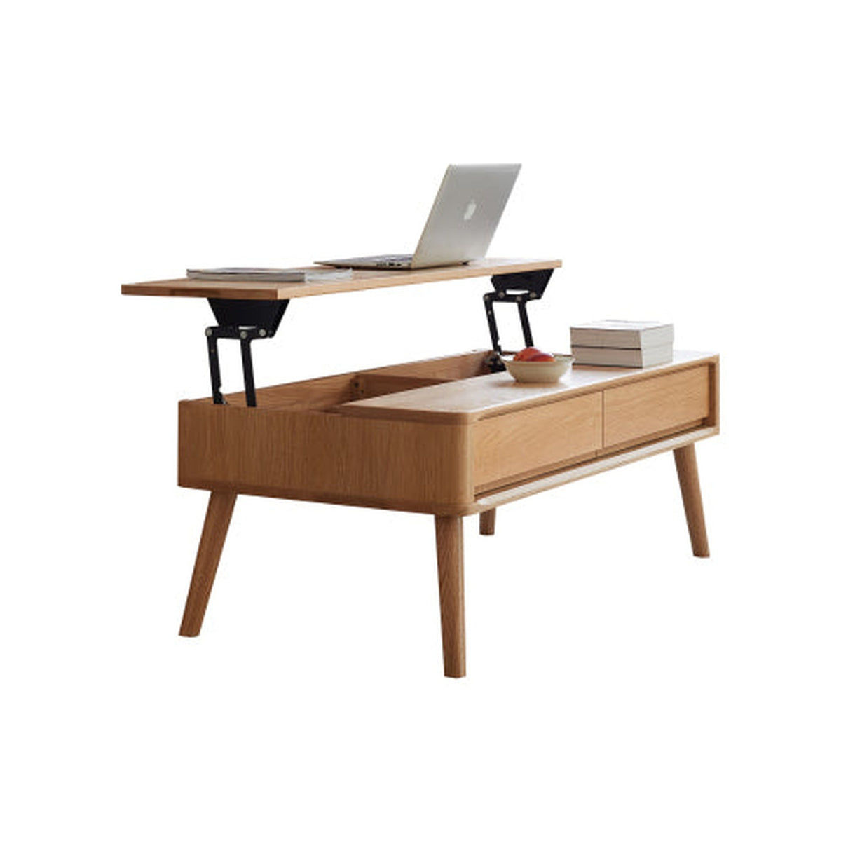 Natural Wood 39.4 × 23.6 in. NOVAHOME solid oak lift-top coffee table with storage - W1283P251643