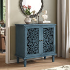 Antique Blue 31.5-inch NOVAHOME antique floral carved buffet cabinet - W1445P321202
