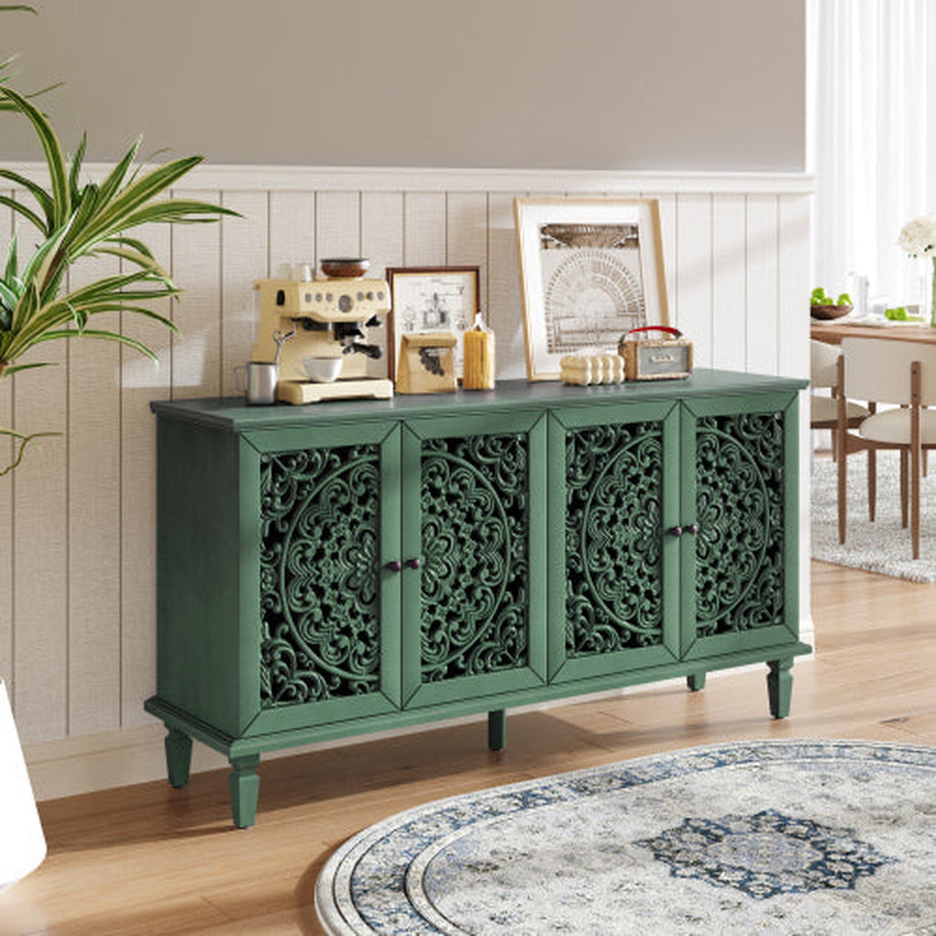 Antique Green 60-inch NOVAHOME antique floral carved buffet cabinet - W1445P321205
