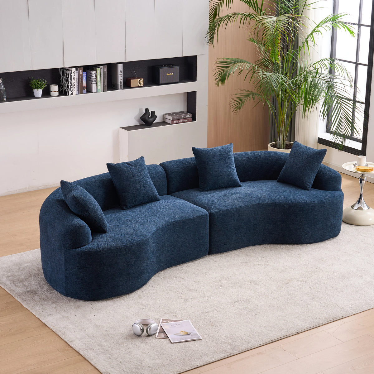 Deep Navy LY-025 110-inch curved chenille modular sofa - W2231S00008