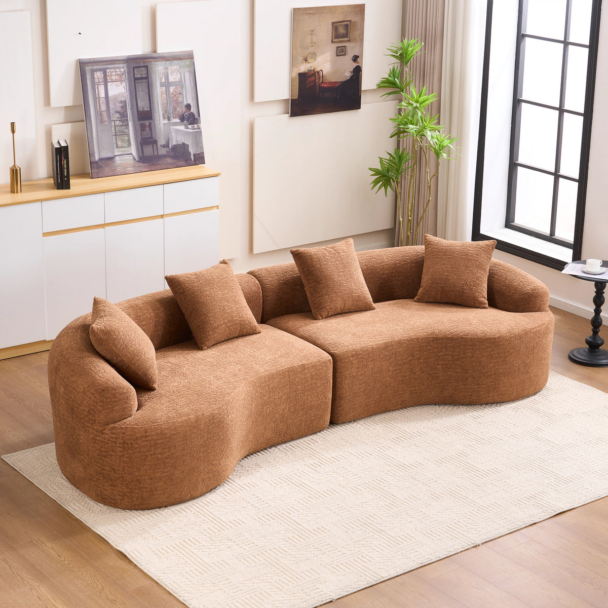 Caramel LY-025 110-inch curved chenille modular sofa - W2231S00009