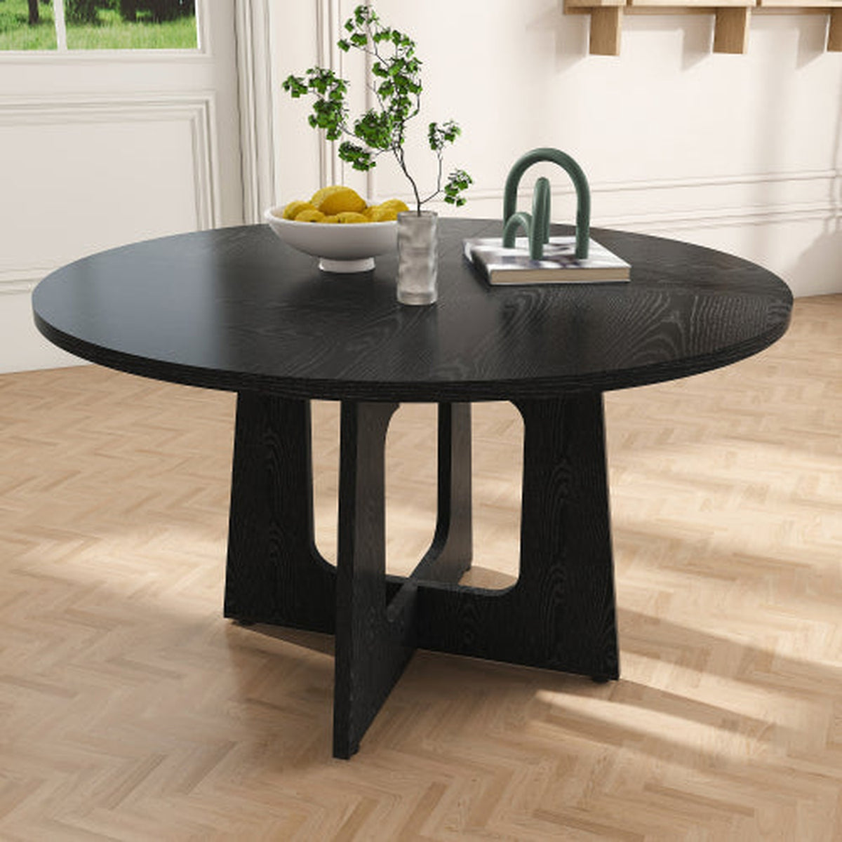 Black NOVAHOME 47-inch round wood grain dining table for four - W2700P480797