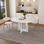 White NOVAHOME 47-inch round wood grain dining table for four - W2700P480798