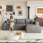 Dark Grey Right-facing NOVAHOME 103-inch corduroy cloud sectional - W2824P515745