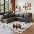 Dark Grey NOVAHOME modular corduroy cloud sectional, 5-seat V-shaped - W2824S00230
