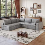 Grey NOVAHOME modular corduroy cloud sectional, 5-seat V-shaped - W2824S00239