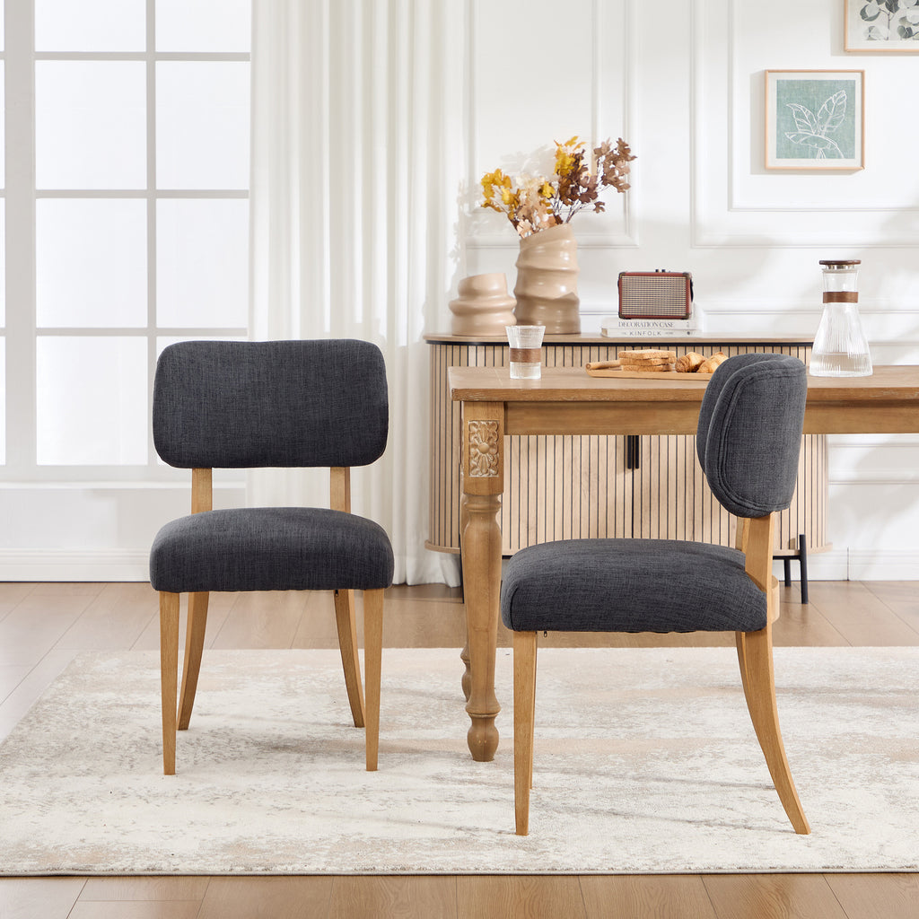 Set of two NOVAHOME dark gray upholstered rubberwood dining chairs