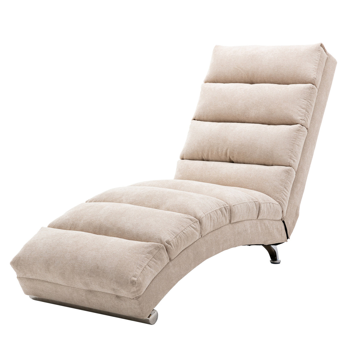 Beige upholstered vibration chaise lounge