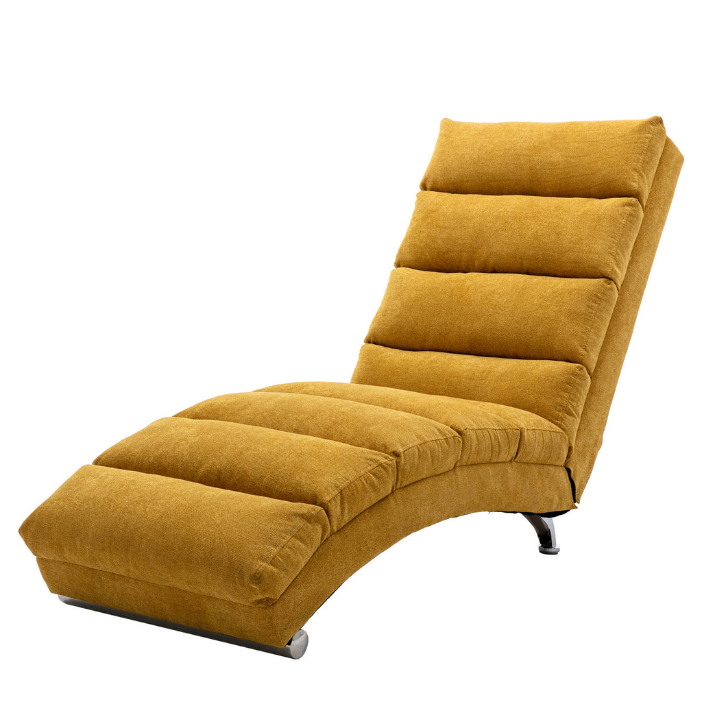 Mustard upholstered vibration chaise lounge