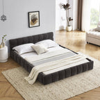 Dark Grey NOVAHOME queen chenille upholstered platform bed - W487S00222