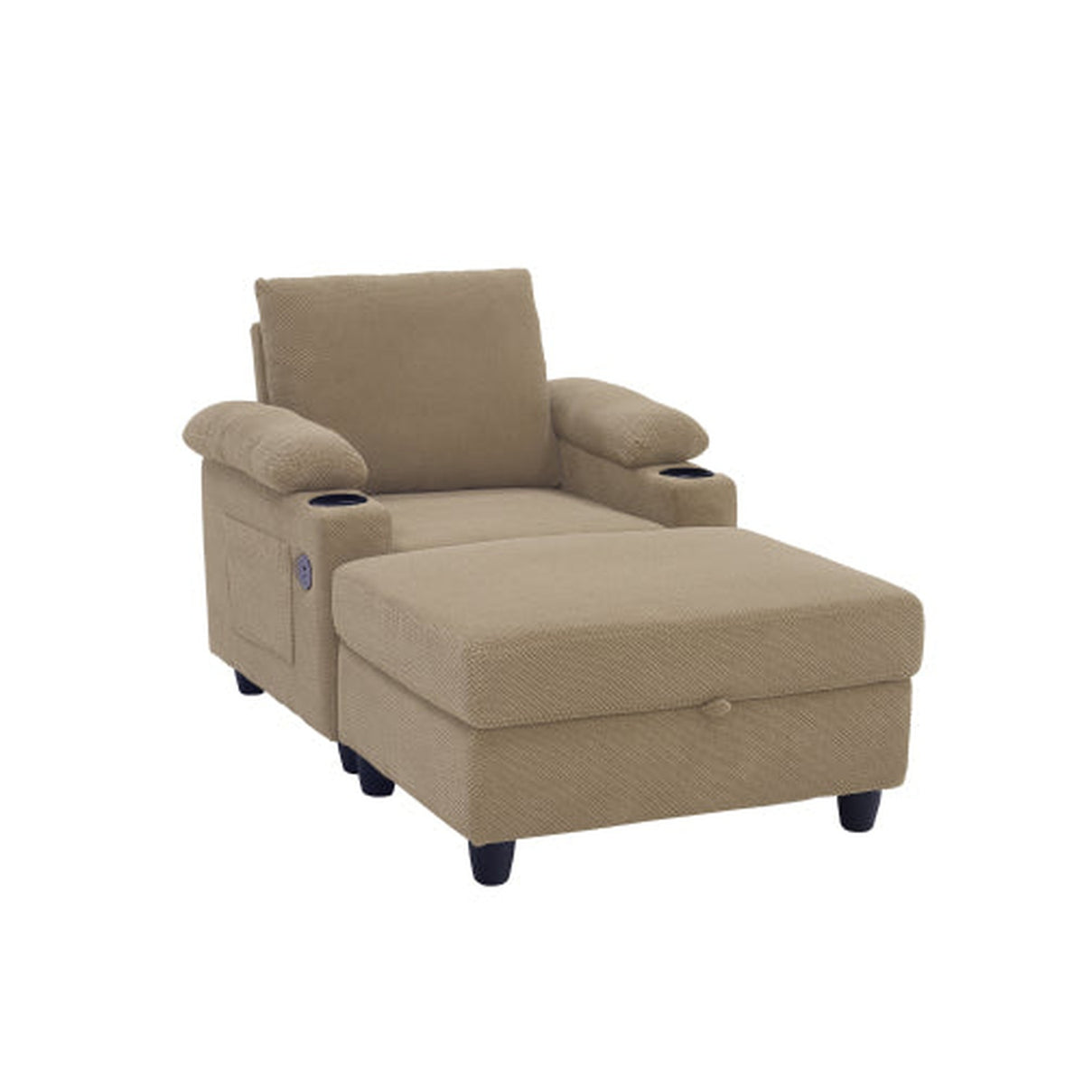 Camel convertible accent chair and ottoman set