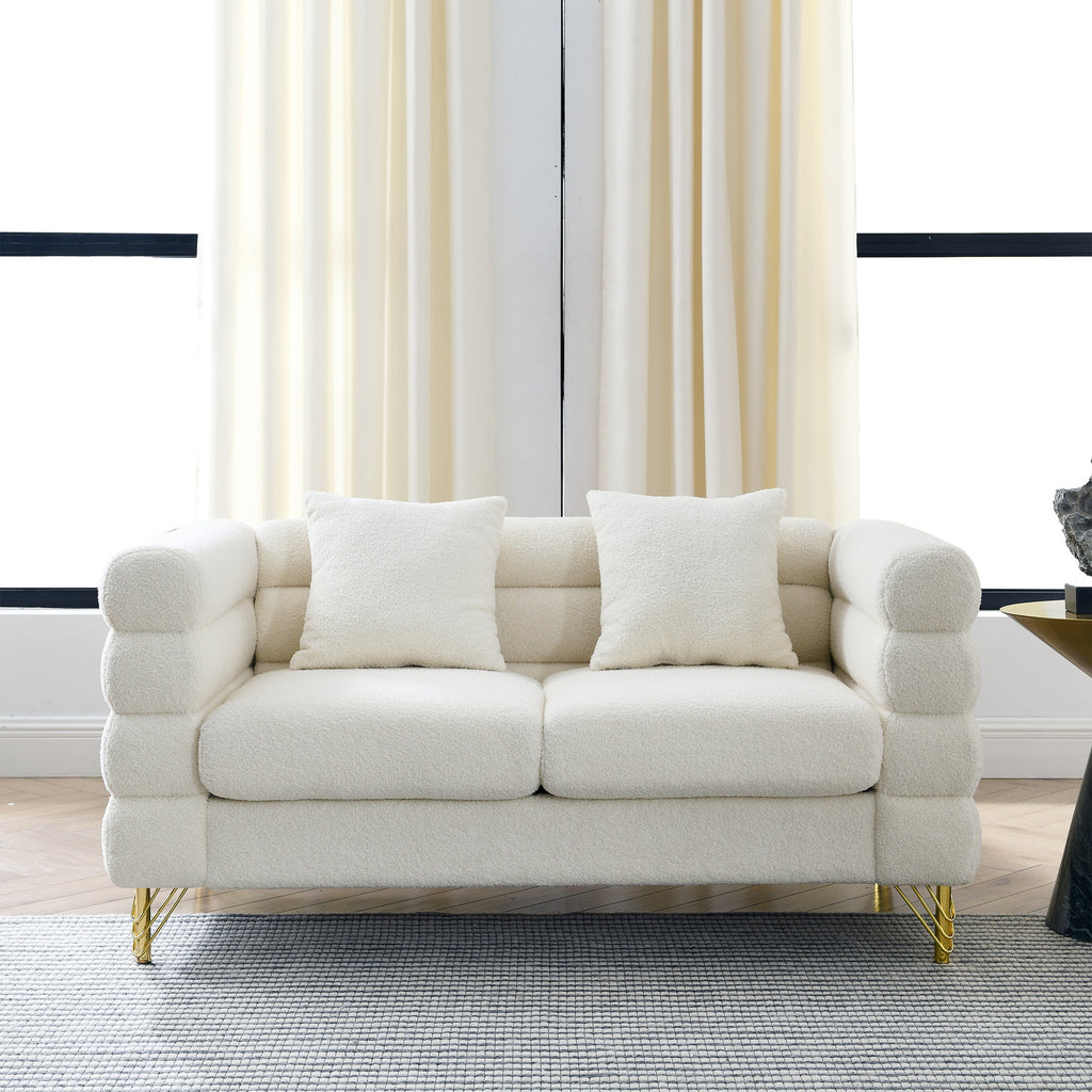 Ivory 2 Seat NOVAHOME Streamline Modern teddy upholstered sofa - W834S00650