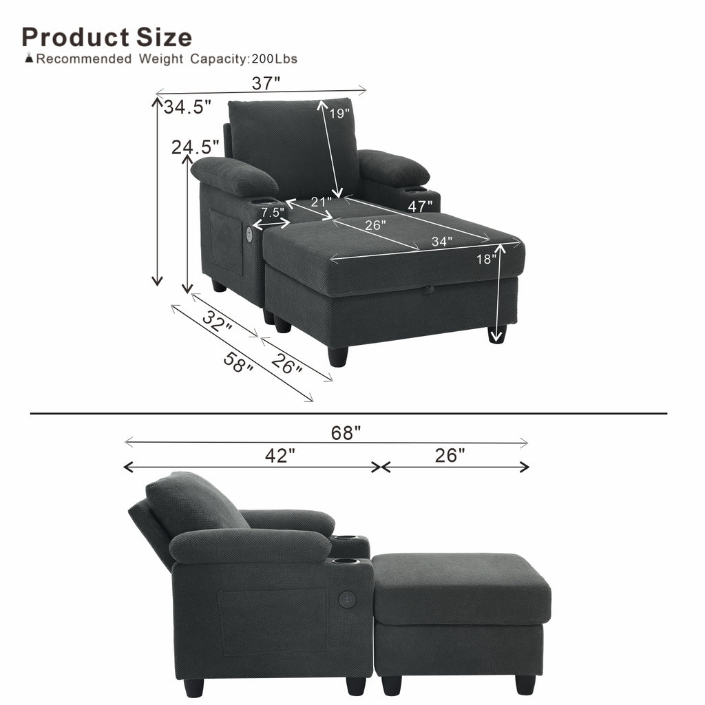 NOVAHOME convertible accent chair and ottoman product image 6