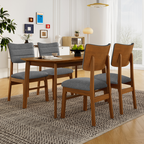 NOVAHOME 5-Piece Farmhouse Dining Table Set for 4 with Upholstered Chairs