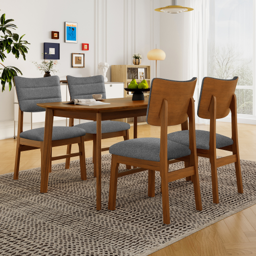 NOVAHOME 5-Piece Farmhouse Dining Table Set for 4 with Upholstered Chairs