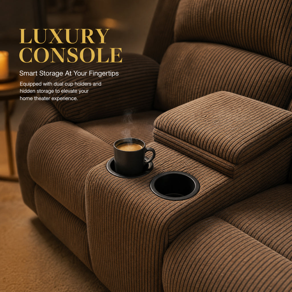 NOVAHOME Smart Reclining Premium Corduroy Sofa Set (3-Piece)