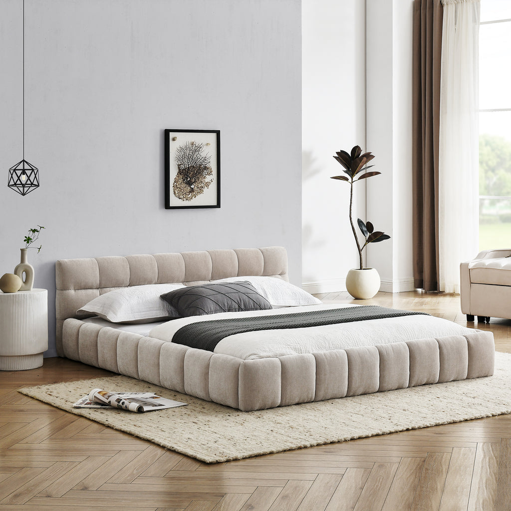 NOVAHOME queen chenille upholstered platform bed product image 4