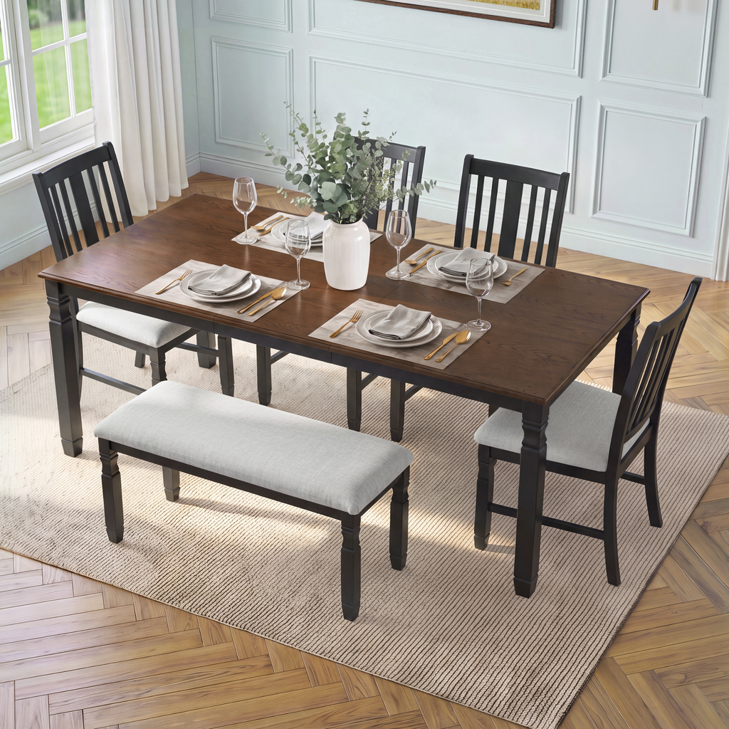 NOVAHOME 6-piece extendable farmhouse dining set product image 1