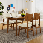 NOVAHOME 5-Piece Farmhouse Dining Table Set for 4 with Upholstered Chairs
