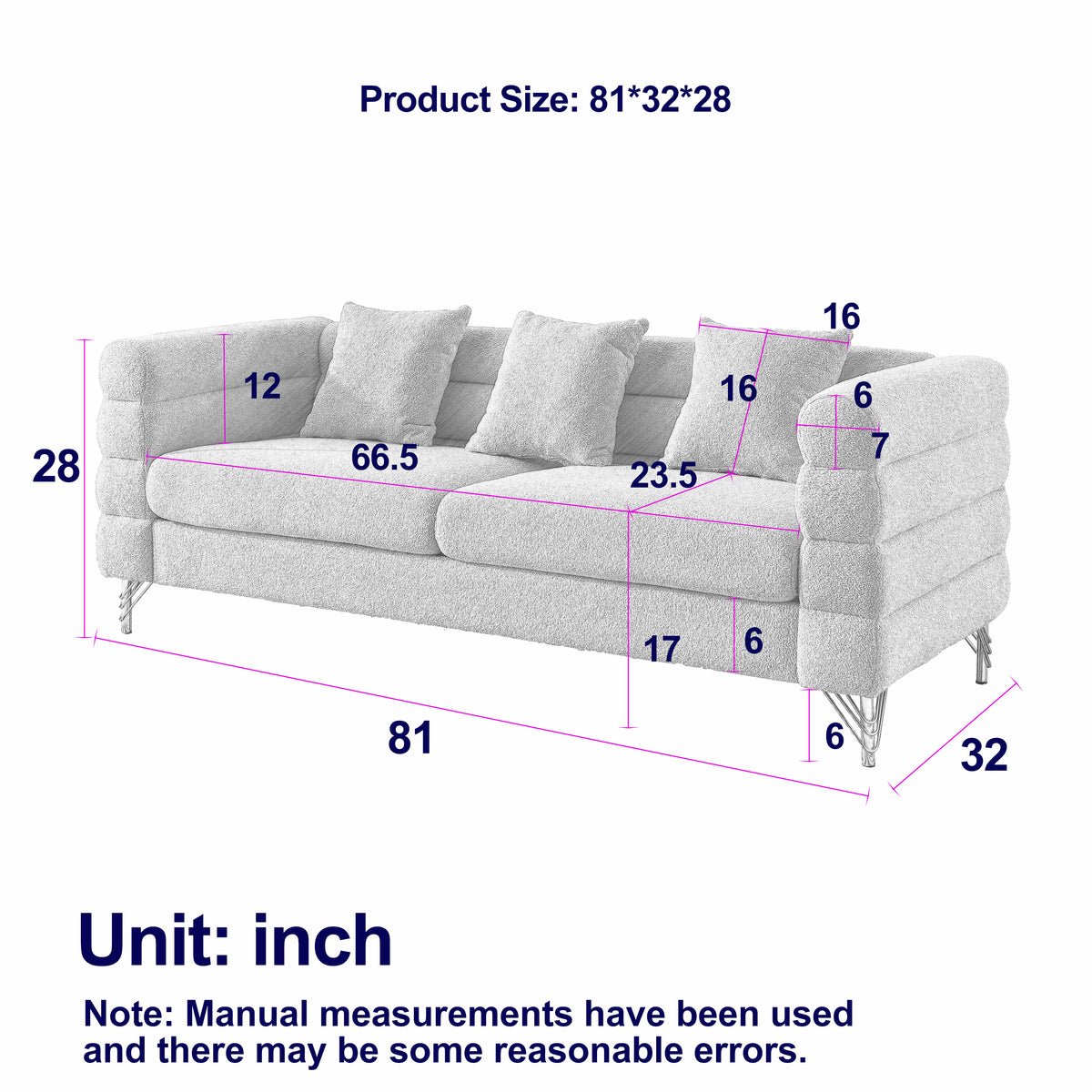 NOVAHOME Streamline Modern teddy upholstered sofa product image 3