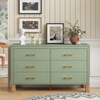 NOVAHOME Modern 6-Drawer Double Dresser with Solid Wood Legs