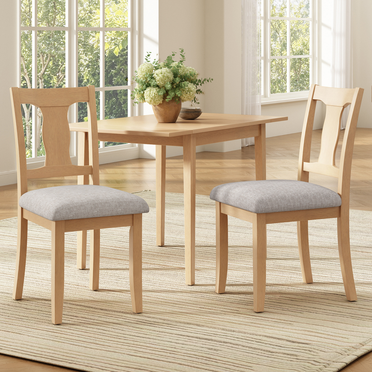 NOVAHOME natural and beige upholstered dining chair product image 1