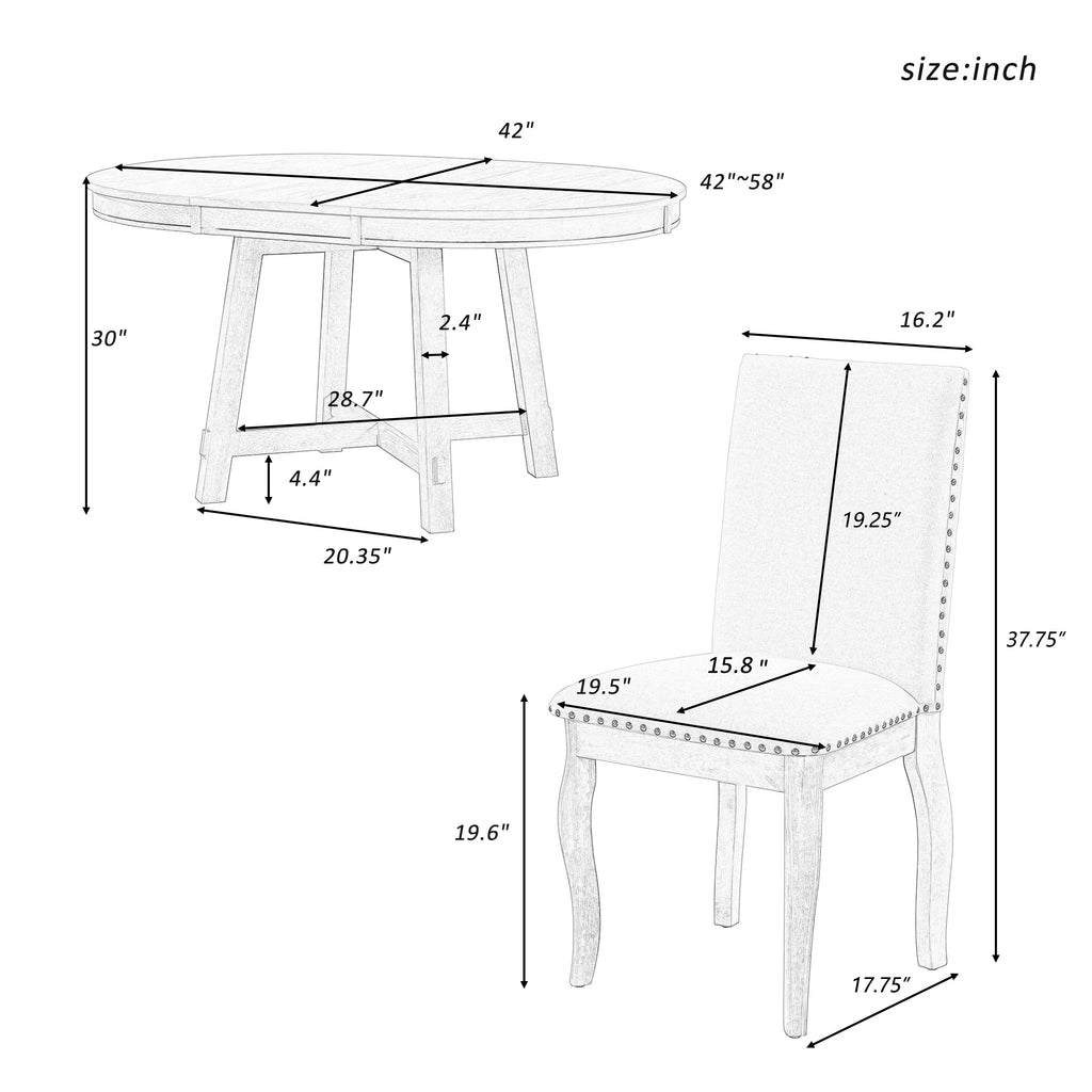 NOVAHOME 5-piece extendable farmhouse dining set product image 4