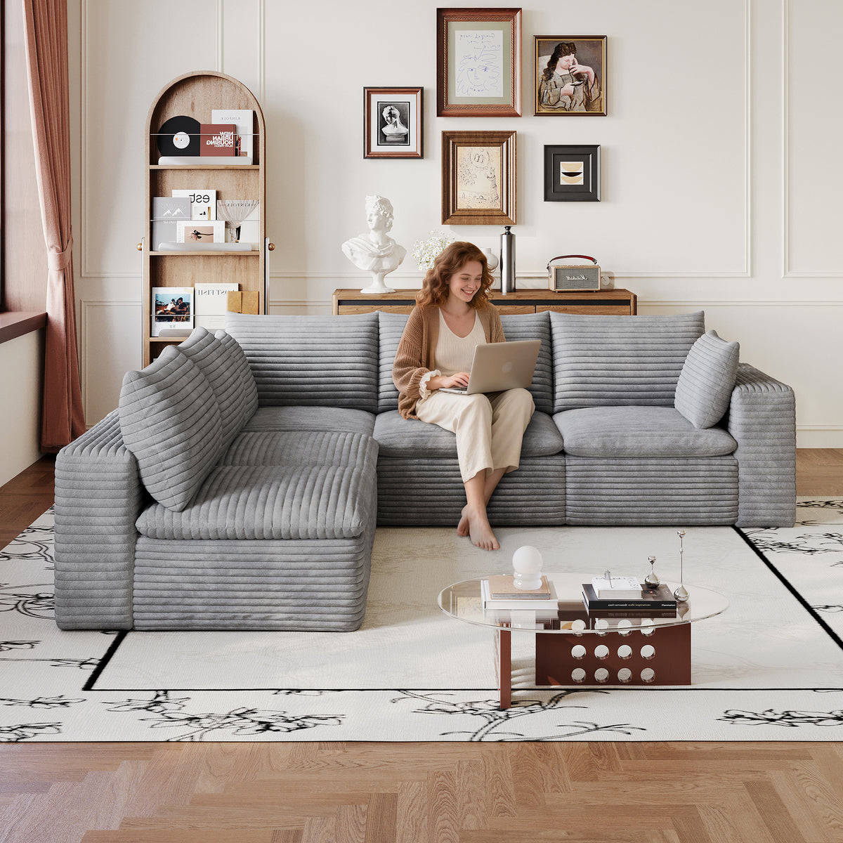 NOVAHOME modular corduroy cloud sectional sofa image 2