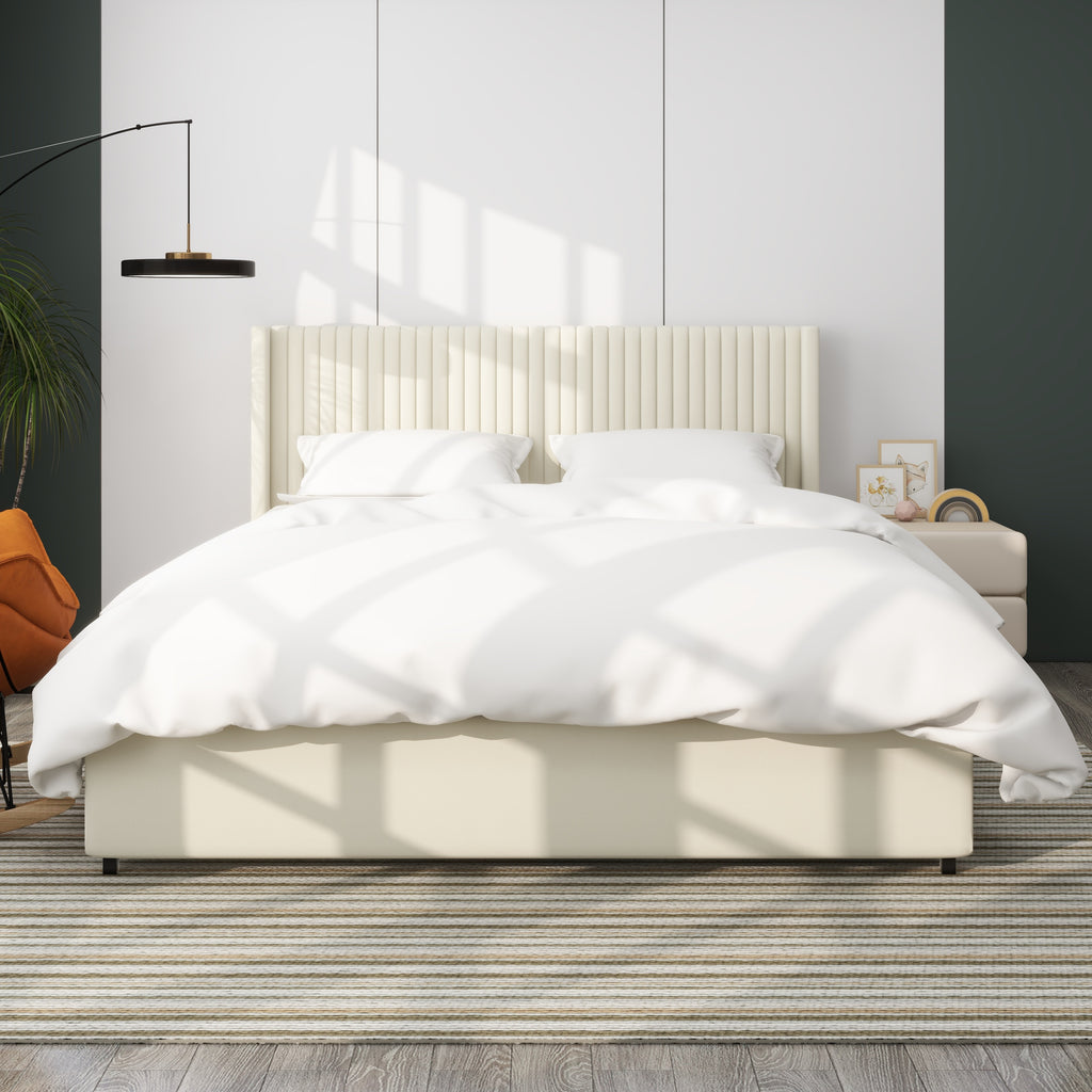 NOVAHOME ivory queen velvet wingback storage bed image 5