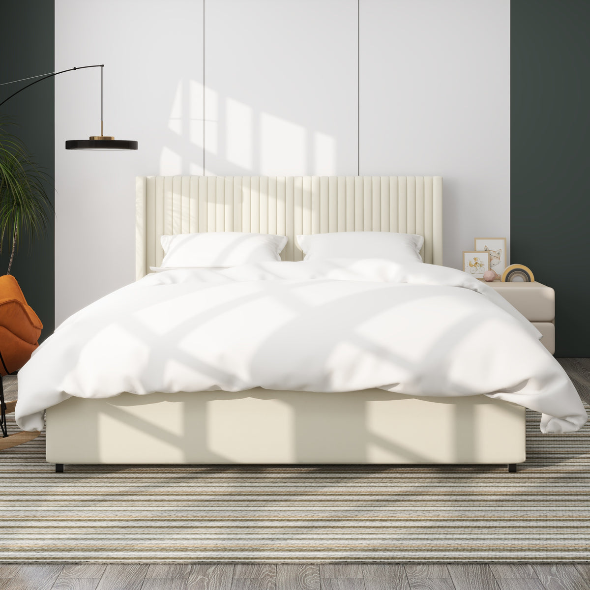 NOVAHOME ivory queen velvet wingback storage bed image 5
