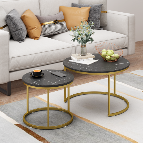 NOVAHOME 27.6″ Round Nesting Coffee Table Set of 2