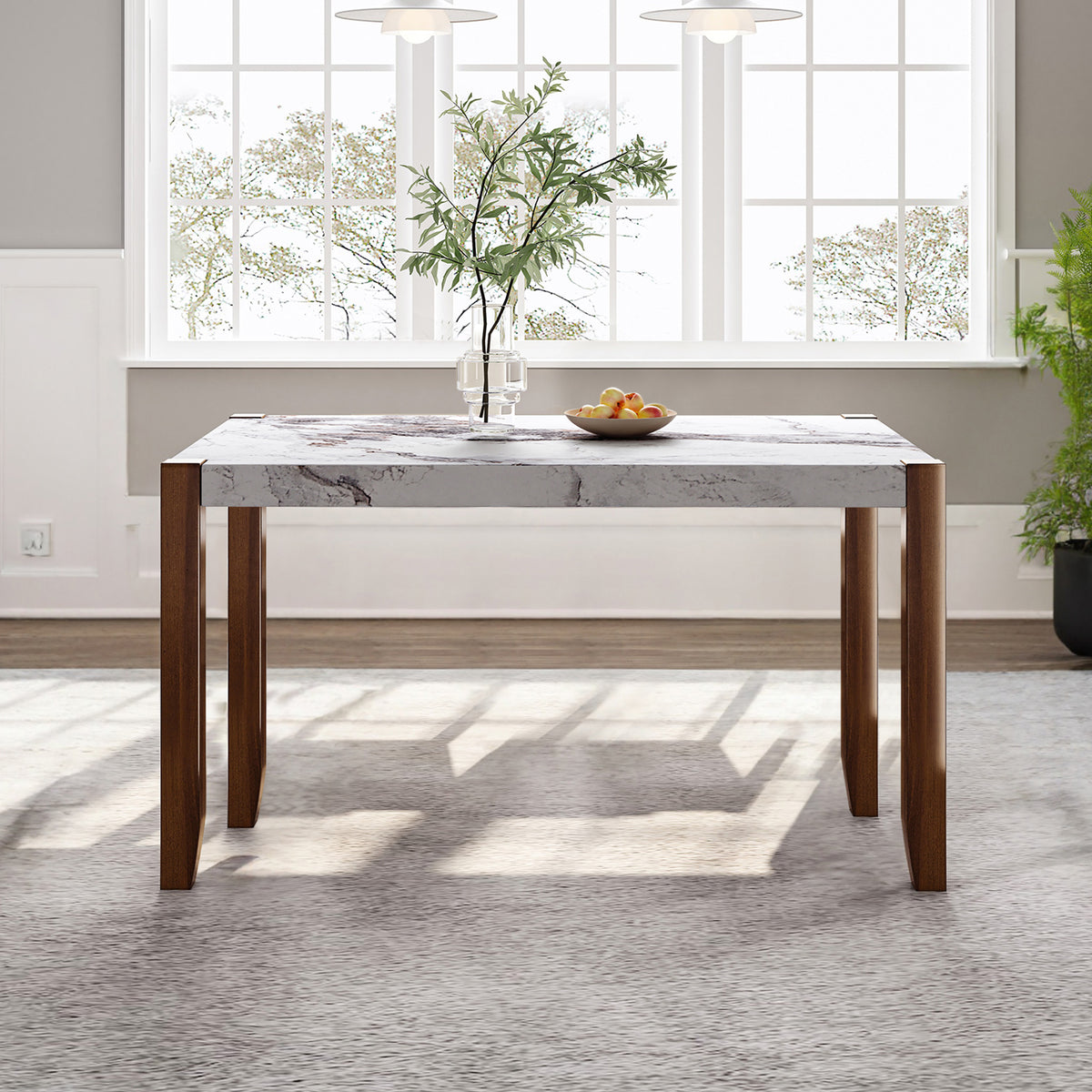 NOVAHOME white faux marble dining table product image 10