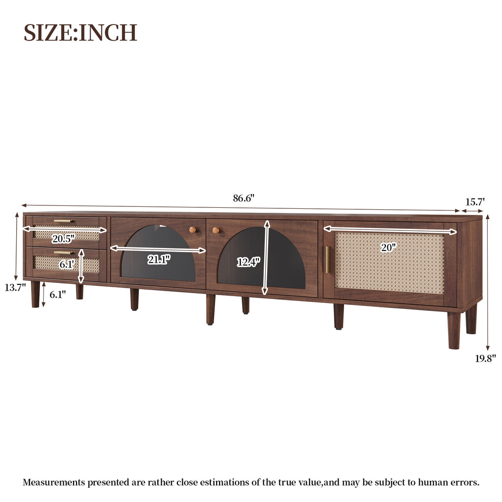 NOVAHOME 86.6-inch dark brown rattan TV stand product image 3