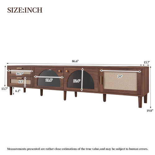 NOVAHOME 86.6-inch dark brown rattan TV stand product image 3