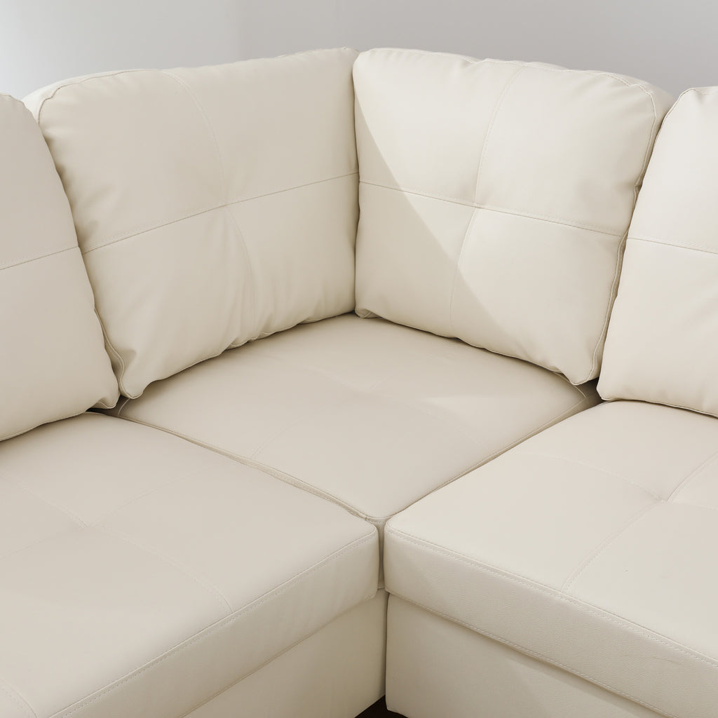 NOVAHOME 3-Piece Faux Leather Sectional Sofa Set with Storage Ottoman - product view 10