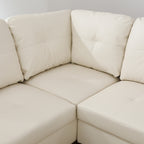NOVAHOME 3-Piece Faux Leather Sectional Sofa Set with Storage Ottoman - product view 10