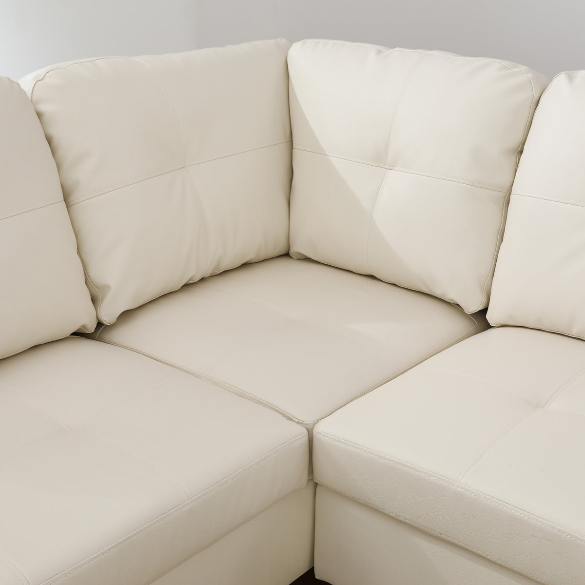 NOVAHOME 3-Piece Faux Leather Sectional Sofa Set with Storage Ottoman - product view 10