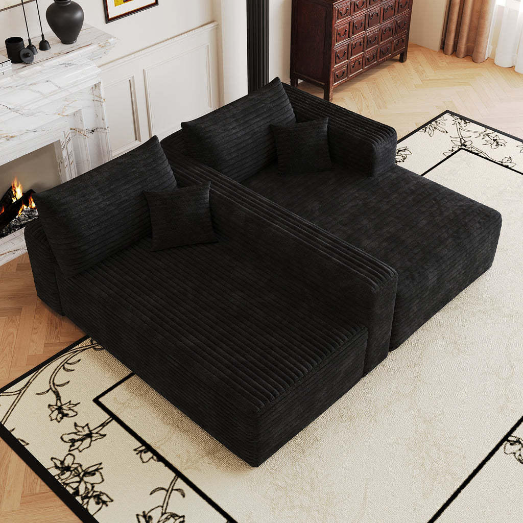 NOVAHOME 103-inch plush corduroy L-shaped cloud sectional image 9