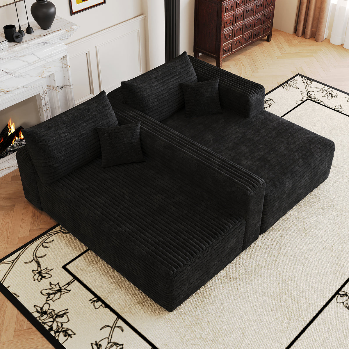 NOVAHOME 103-inch plush corduroy L-shaped cloud sectional image 9