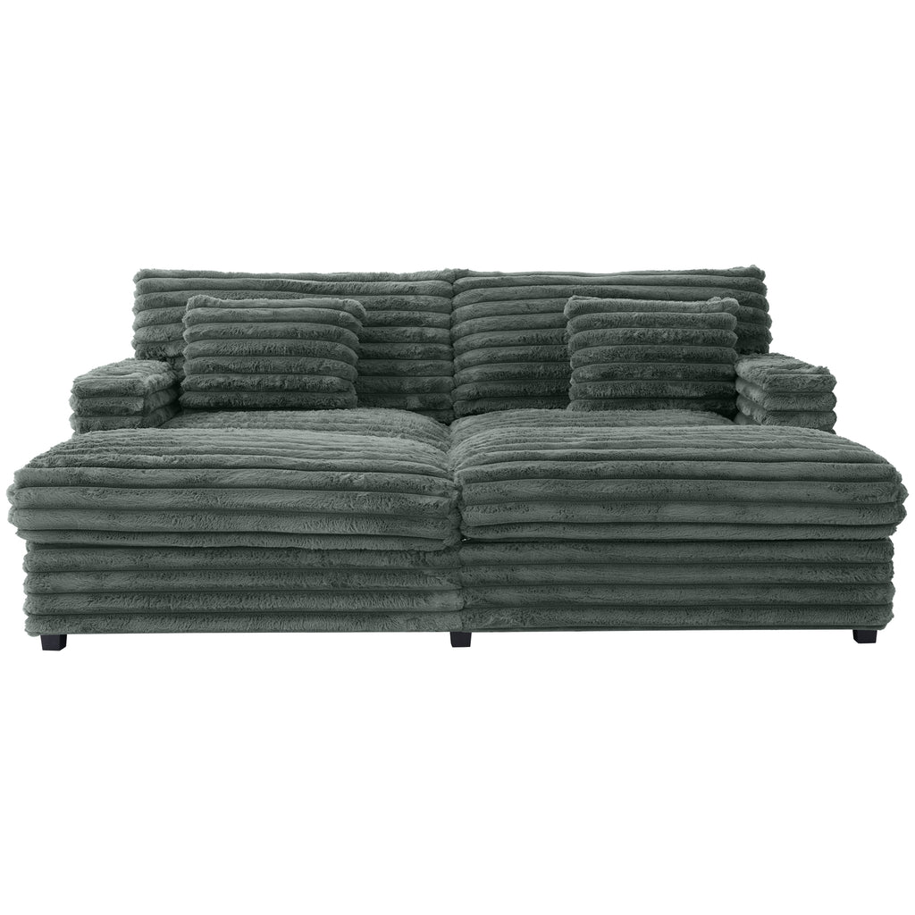 Dark Sage Green oversized double chaise lounge sofa image 1