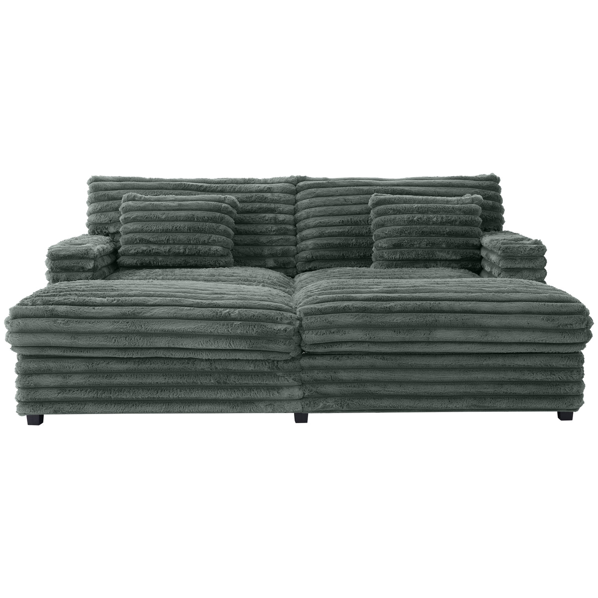 Dark Sage Green oversized double chaise lounge sofa image 1